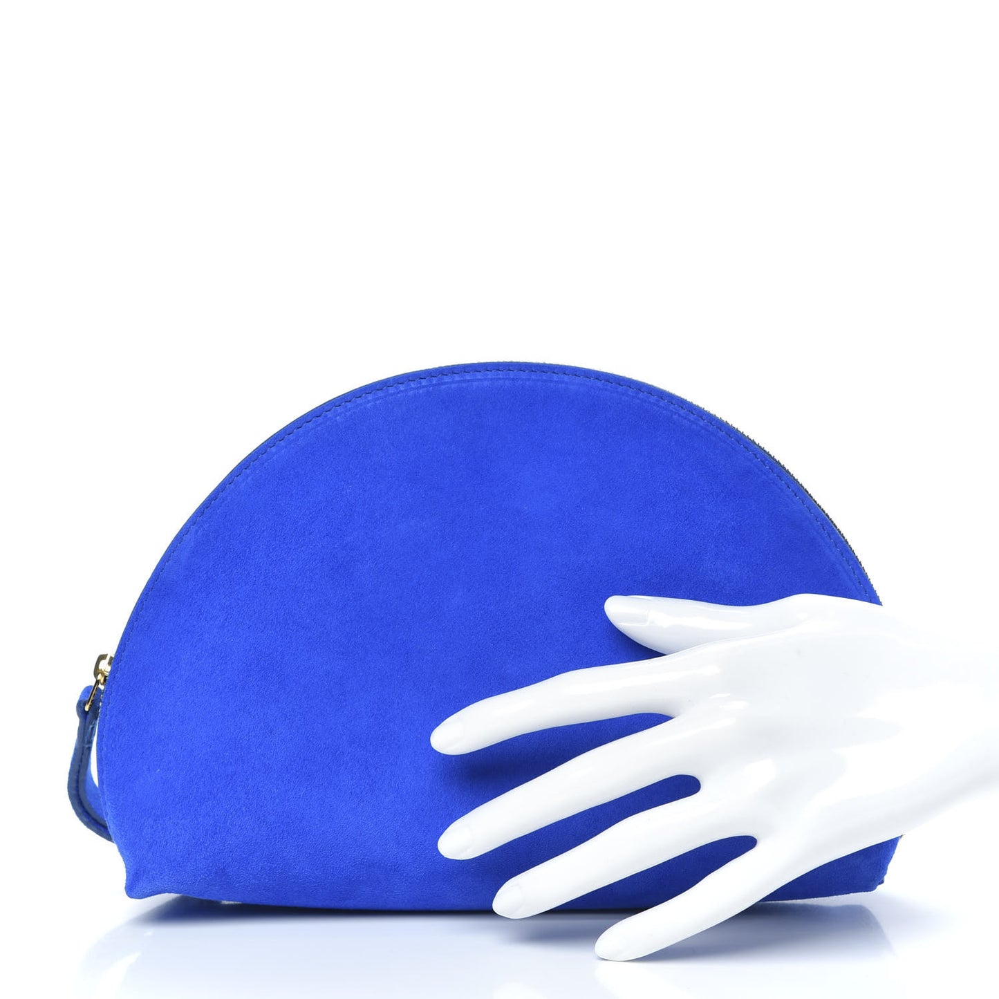 Suede Half Moon Clutch Royal Blue