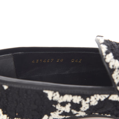 Gucci Tweed GG Monogram Horsebit Womens Jordaan Loafers 38 Black Natural 8 of 9
