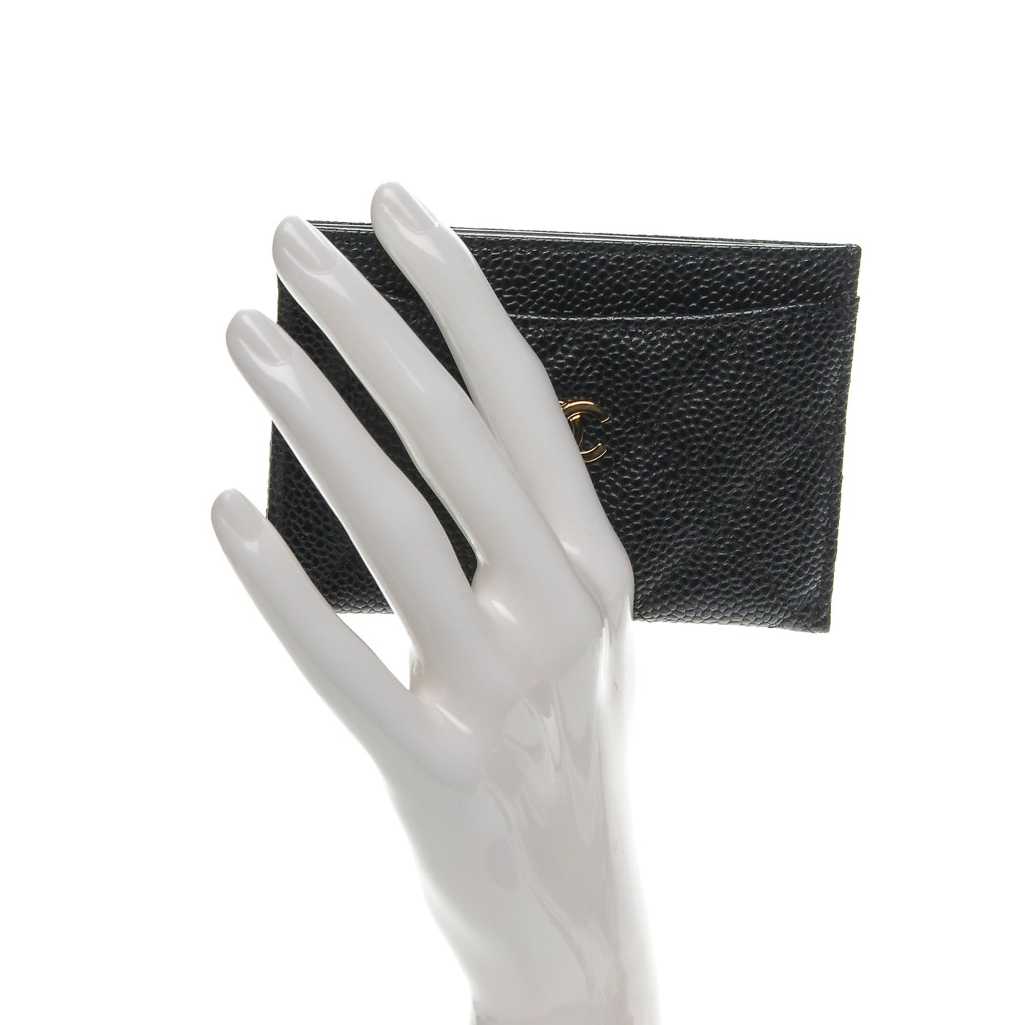 Caviar Quilted Card Holder Black