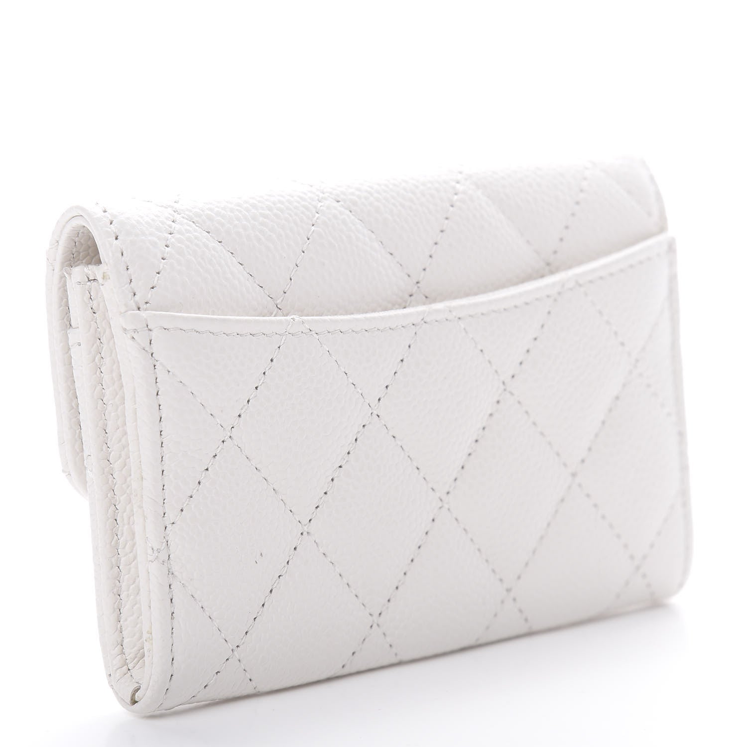 Chanel Caviar Quilted Flap Card Holder Wallet White 3 of 9