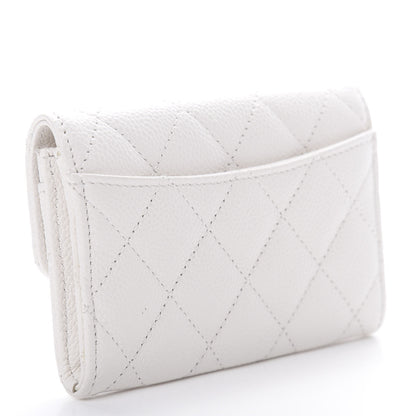 Chanel Caviar Quilted Flap Card Holder Wallet White 3 of 9