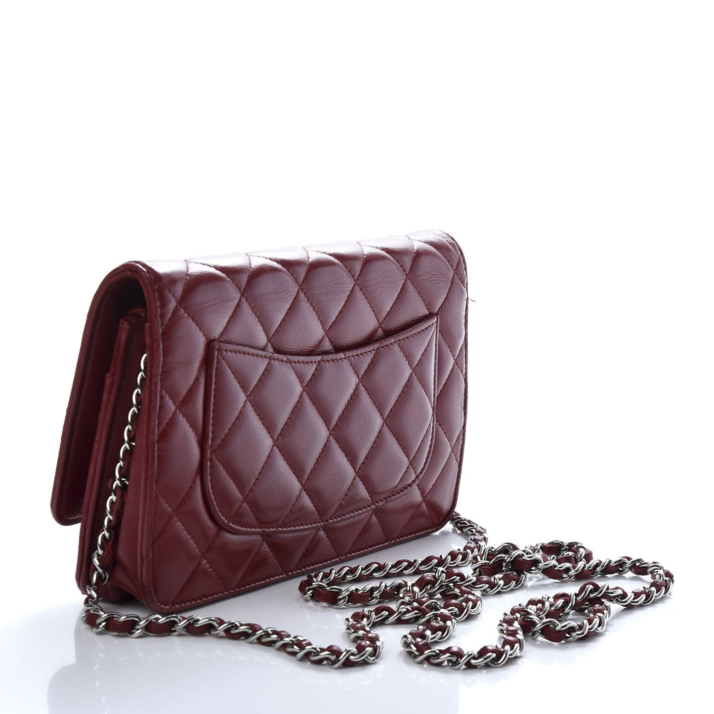 Lambskin Quilted Wallet On Chain WOC Red