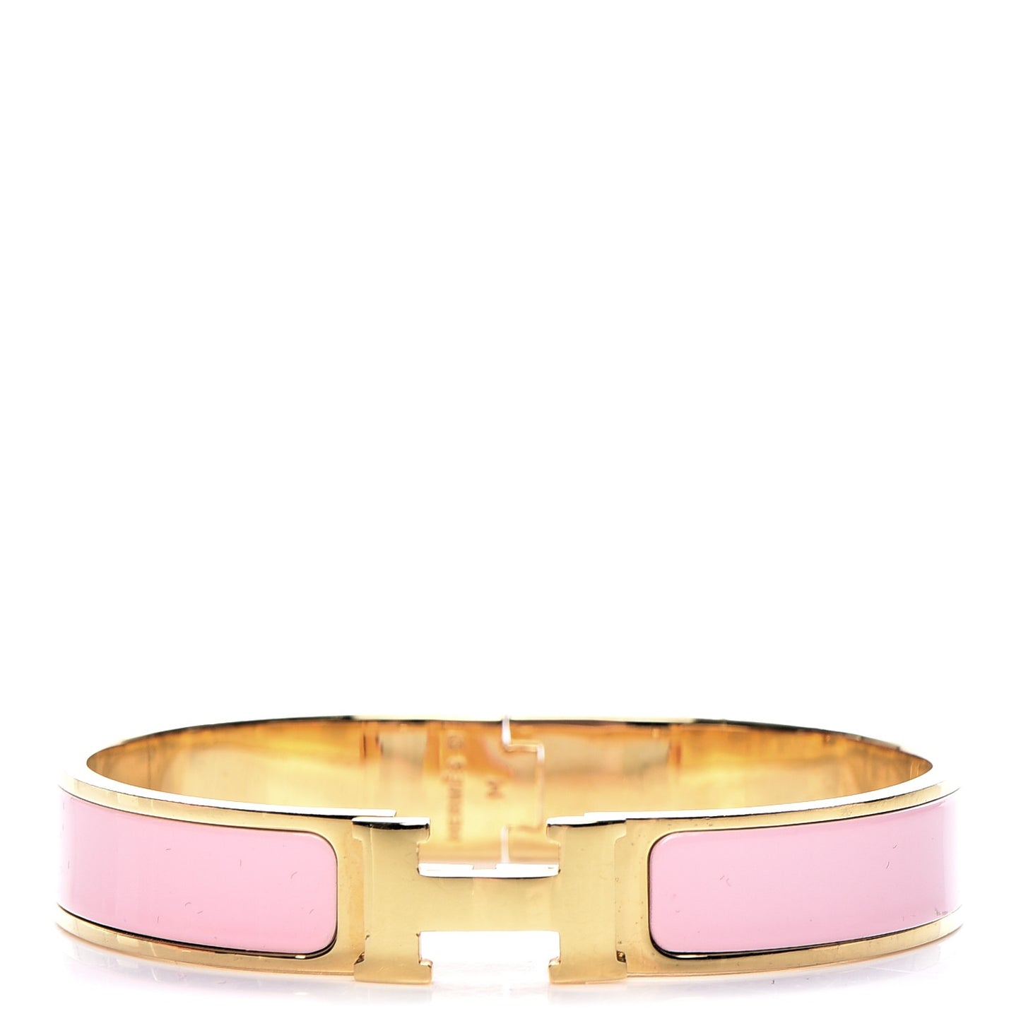Enamel Narrow Clic Clac H Bracelet GM Rose Dragee