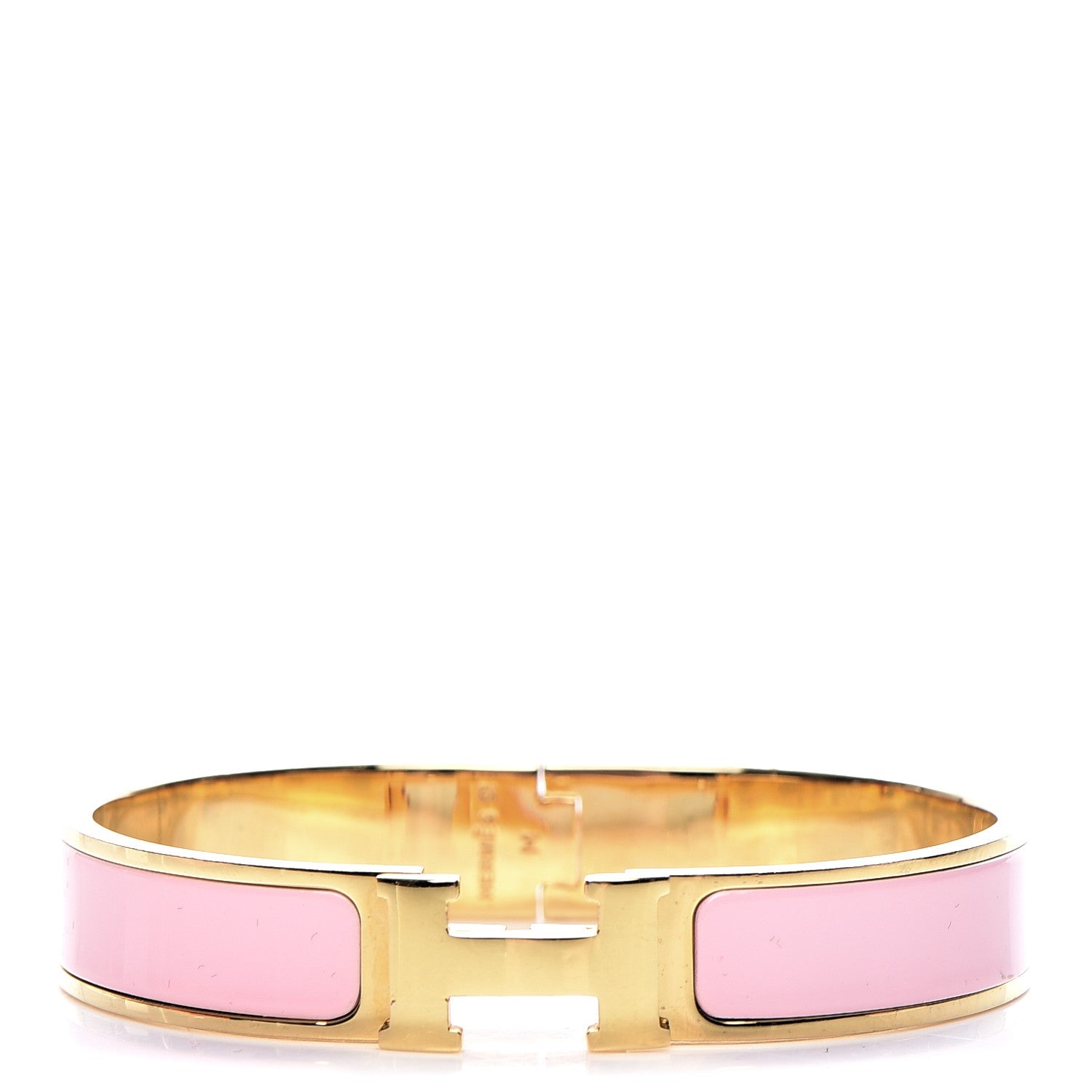Hermes Enamel Narrow Clic Clac H Bracelet GM Rose Dragee 1 of 5