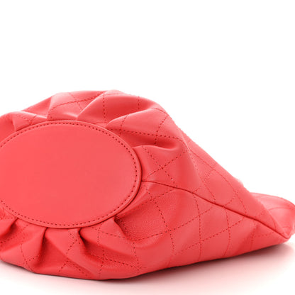 Chanel Calfskin Stitched Chain Bucket Bag Coral 10 of 11