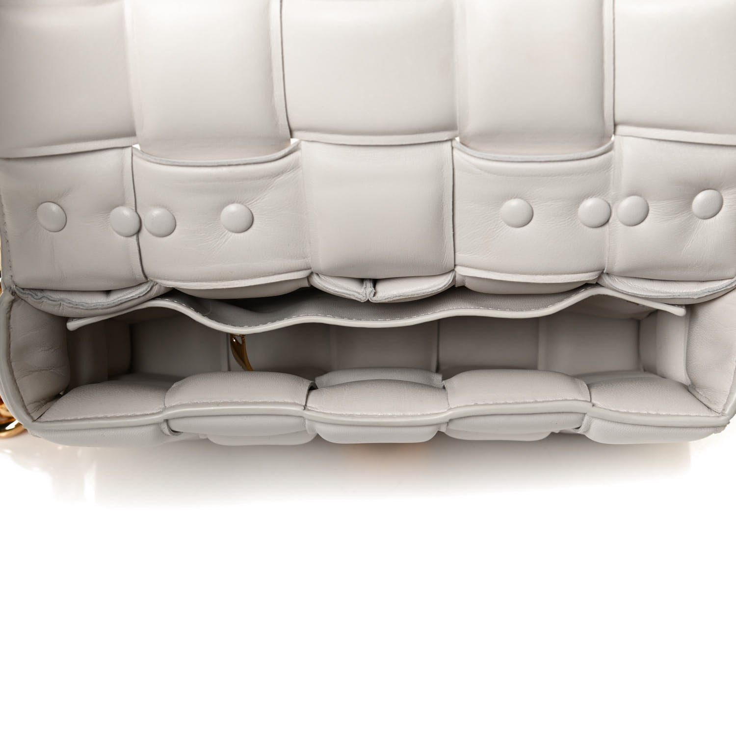 Bottega Veneta Lambskin Maxi Intreccio Padded Chain Cassette Crossbody Bag White 5 of 12
