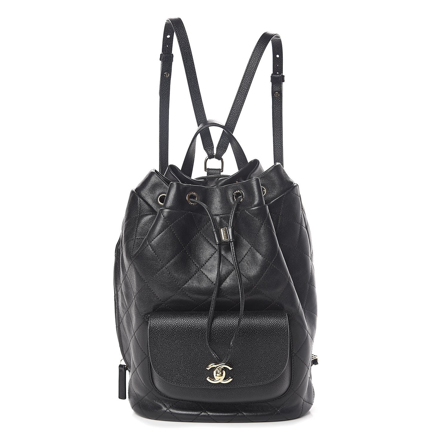 Chanel Sheepskin Caviar Quilted Daily Round Backpack Black 1 of 10