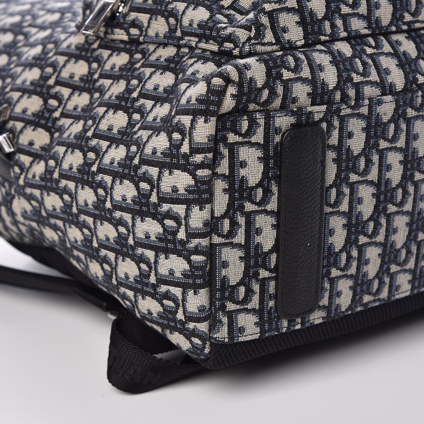 Oblique Calfskin Rider Backpack Beige Black