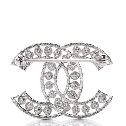 Chanel Pearl Crystal CC Brooch Silver 3 of 5