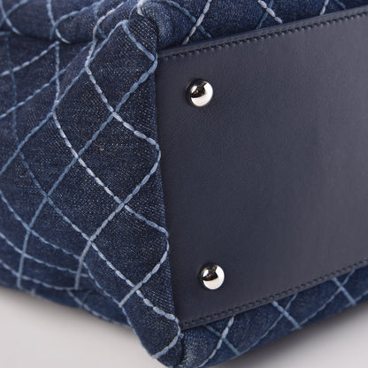 Chanel Denim Quilted Large Shopping Tote Blue 10 of 11