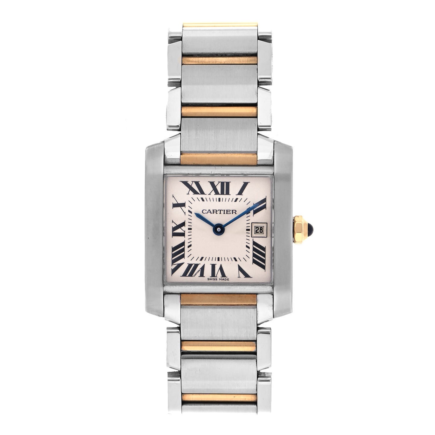 Stainless Steel 18K Yellow Gold 25mm Tank Francaise Quartz Watch