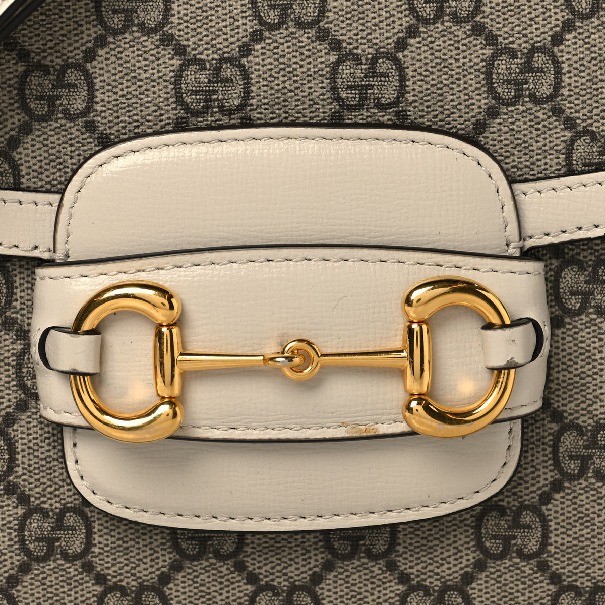 GG Supreme Monogram Horsebit 1955 Shoulder Bag Beige Mystic White