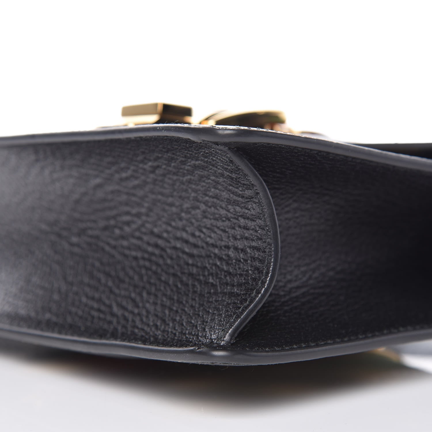 Gucci Textured Calfskin Bee Star Print Mini Sylvie Top Handle Bag Black 9 of 9