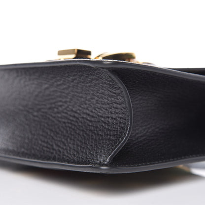 Gucci Textured Calfskin Bee Star Print Mini Sylvie Top Handle Bag Black 9 of 9