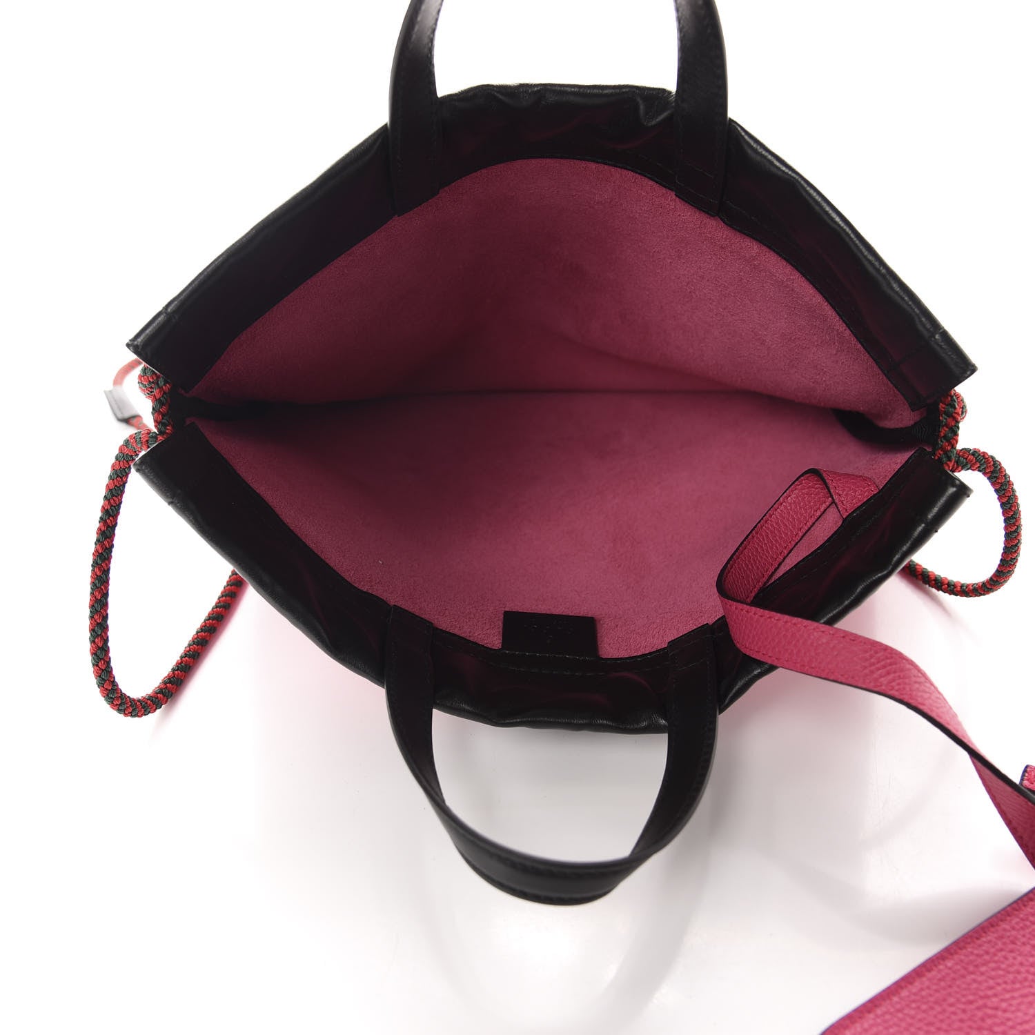 Gucci Grained Calfskin Logo Drawstring Backpack Box Pink Green Black 4 of 9