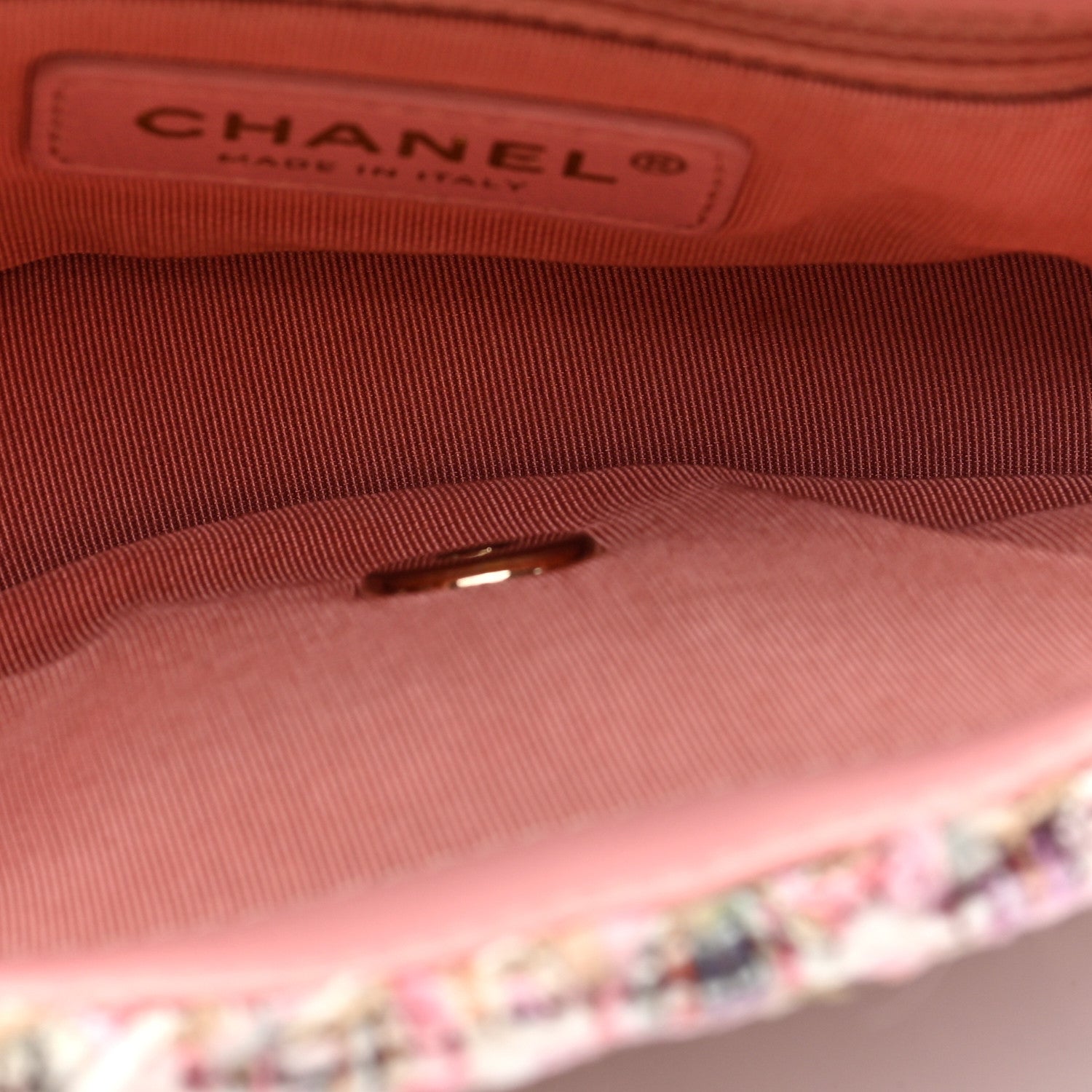 Chanel Tweed Mini Pearl Handle Flap Pink Beige Orange Ecru 5 of 10