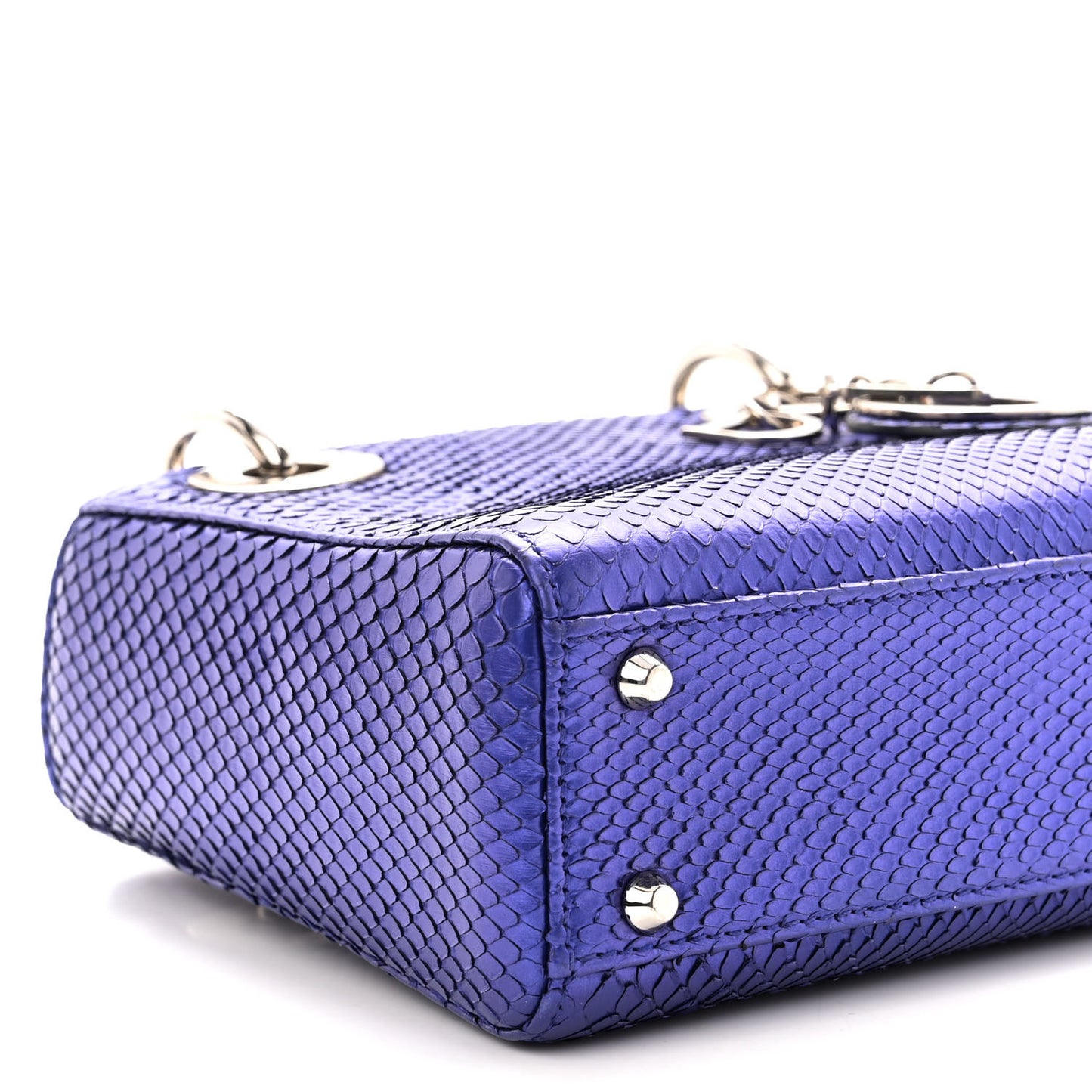 Metallic Snakeskin Mini Lady Dior Purple