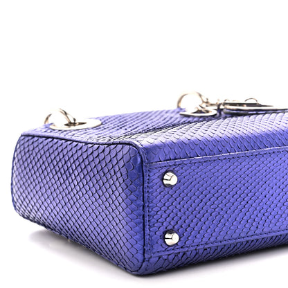 Christian Dior Metallic Snakeskin Mini Lady Dior Purple 8 of 13