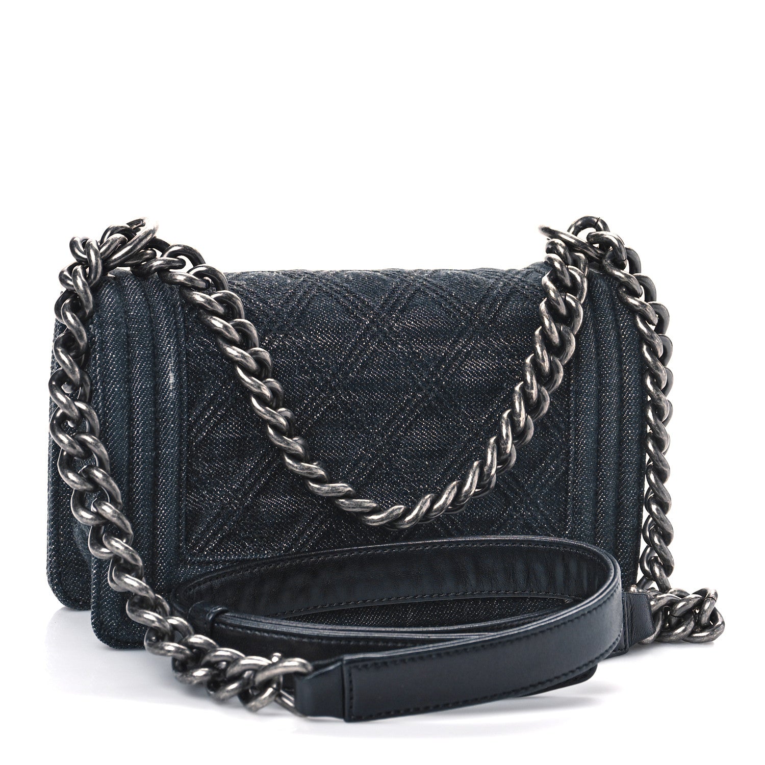Chanel Denim Quilted Small Boy Flap Black 3 of 10