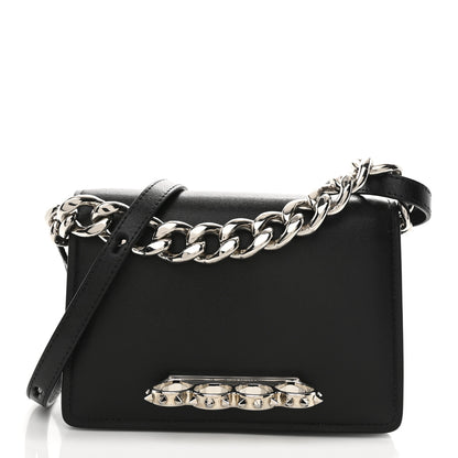 Alexander McQueen Smooth Calfskin Mini The Four Ring Knuckle Chain Shoulder Bag Black 1 of 9