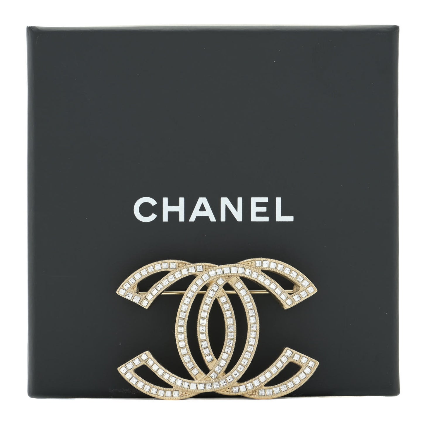 Crystal CC Brooch Light Gold