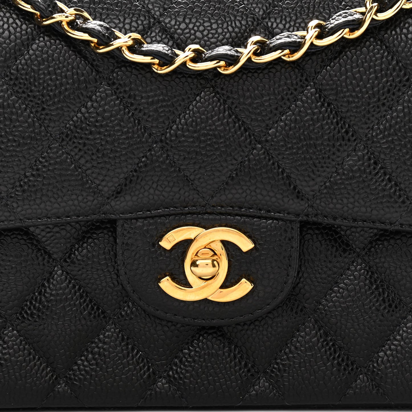 Caviar Quilted Small Double Flap Black