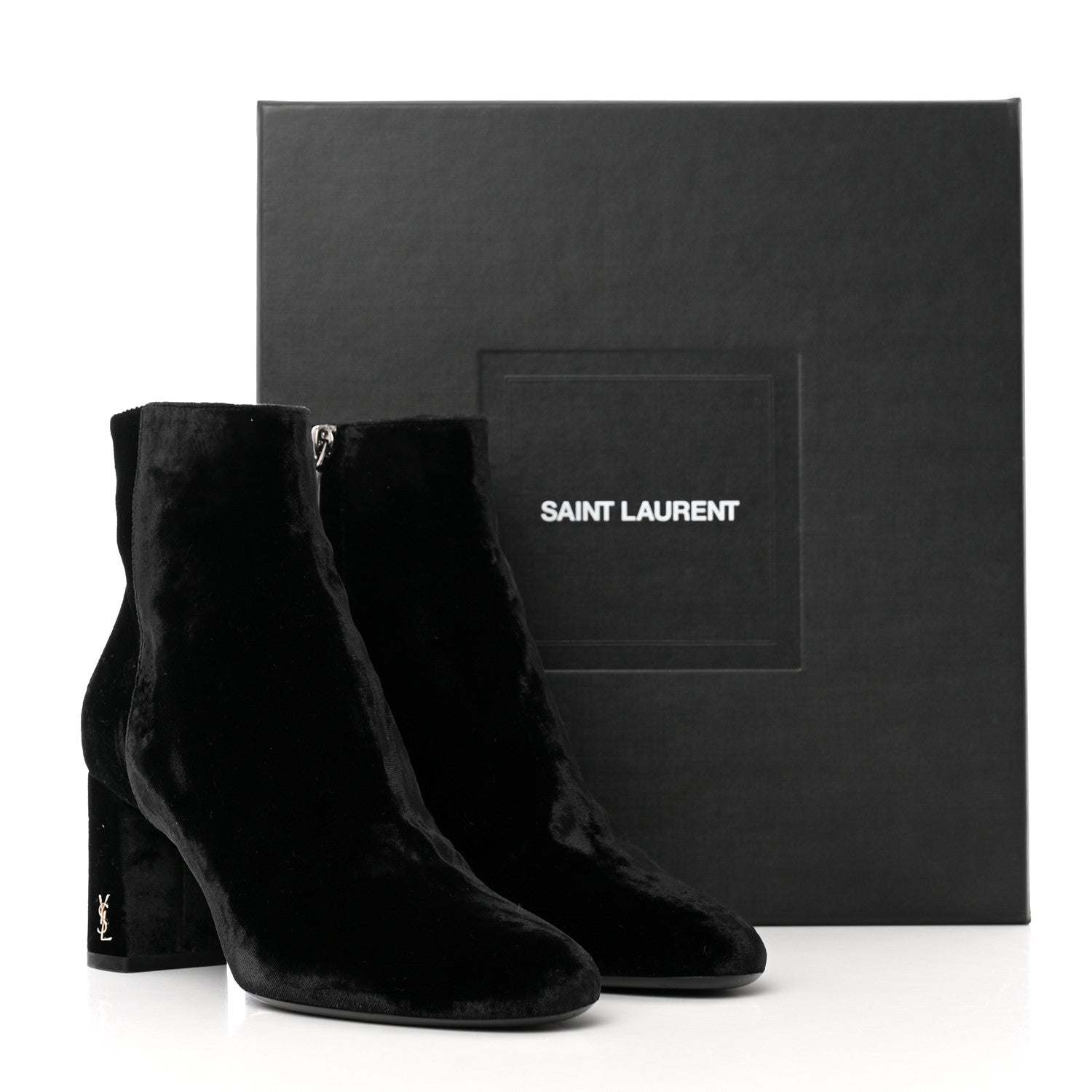 Saint Laurent Velvet Loulou Ankle Boots 37 Black 9 of 9