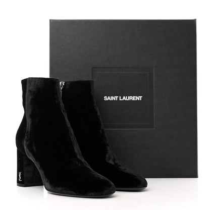 Saint Laurent Velvet Loulou Ankle Boots 37 Black 9 of 9