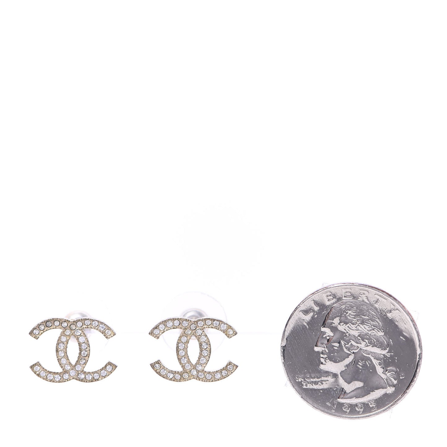Crystal CC Earrings Light Gold