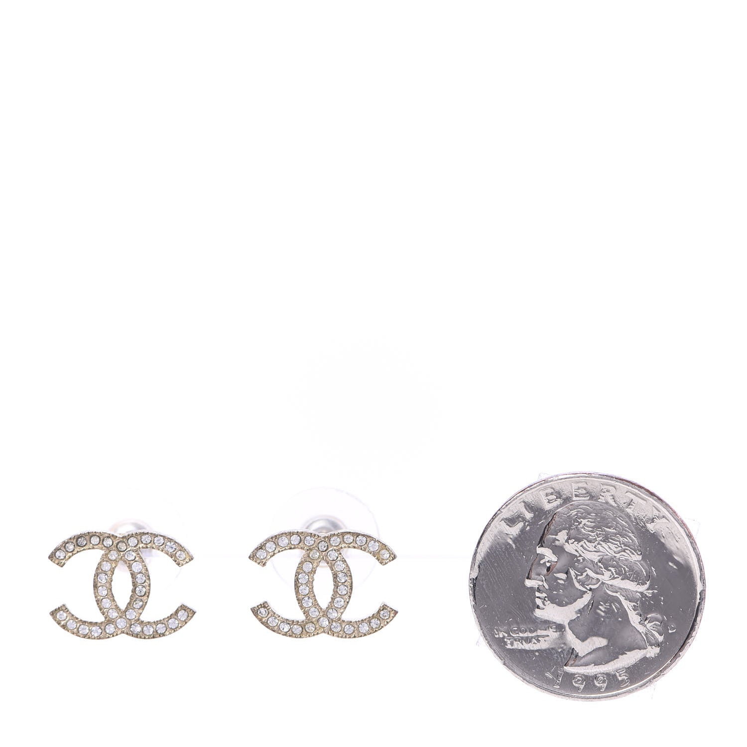 Chanel Crystal CC Earrings Light Gold 2 of 3