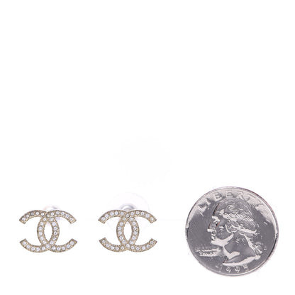 Chanel Crystal CC Earrings Light Gold 2 of 3