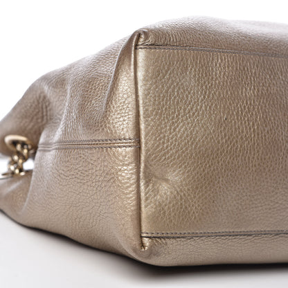 Gucci Metallic Pebbled Calfskin Medium Soho Chain Shoulder Bag Golden Beige 13 of 18