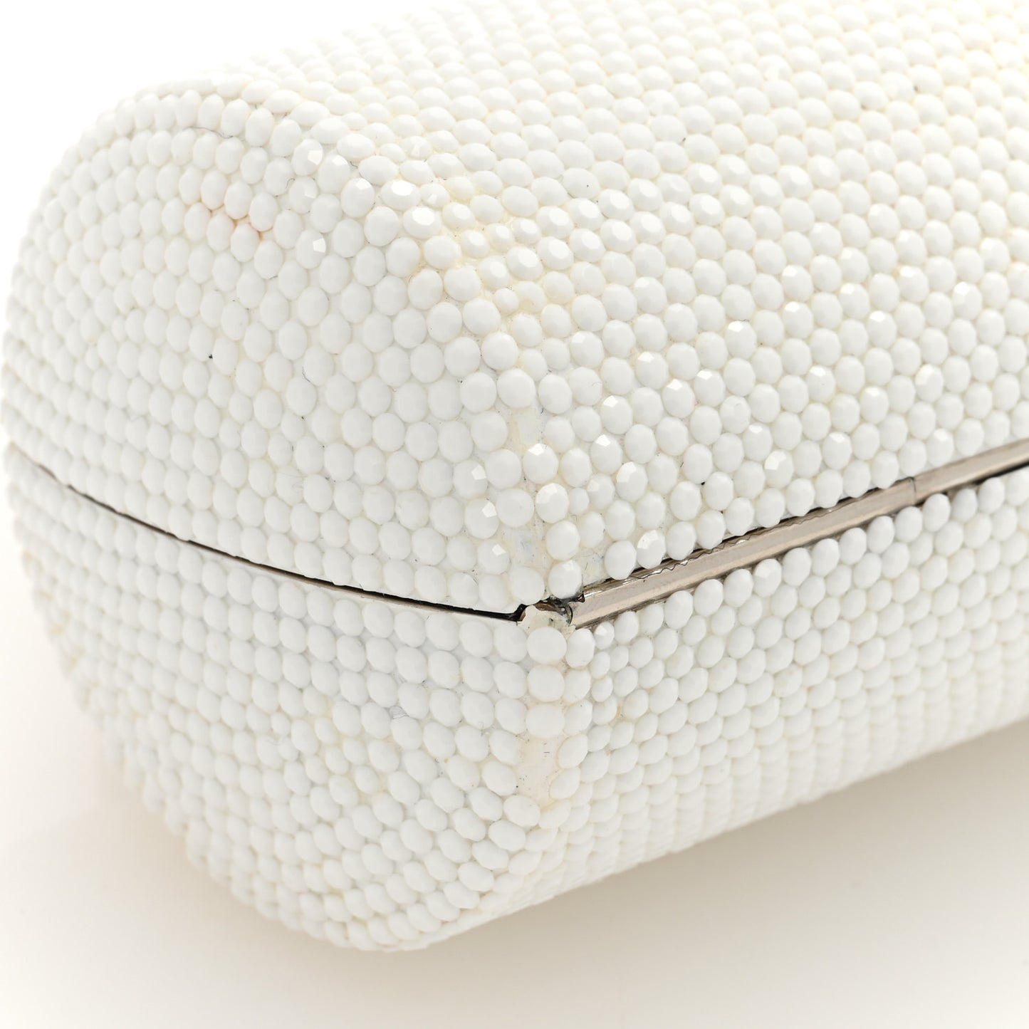 Crystal Minaudiere Clutch White