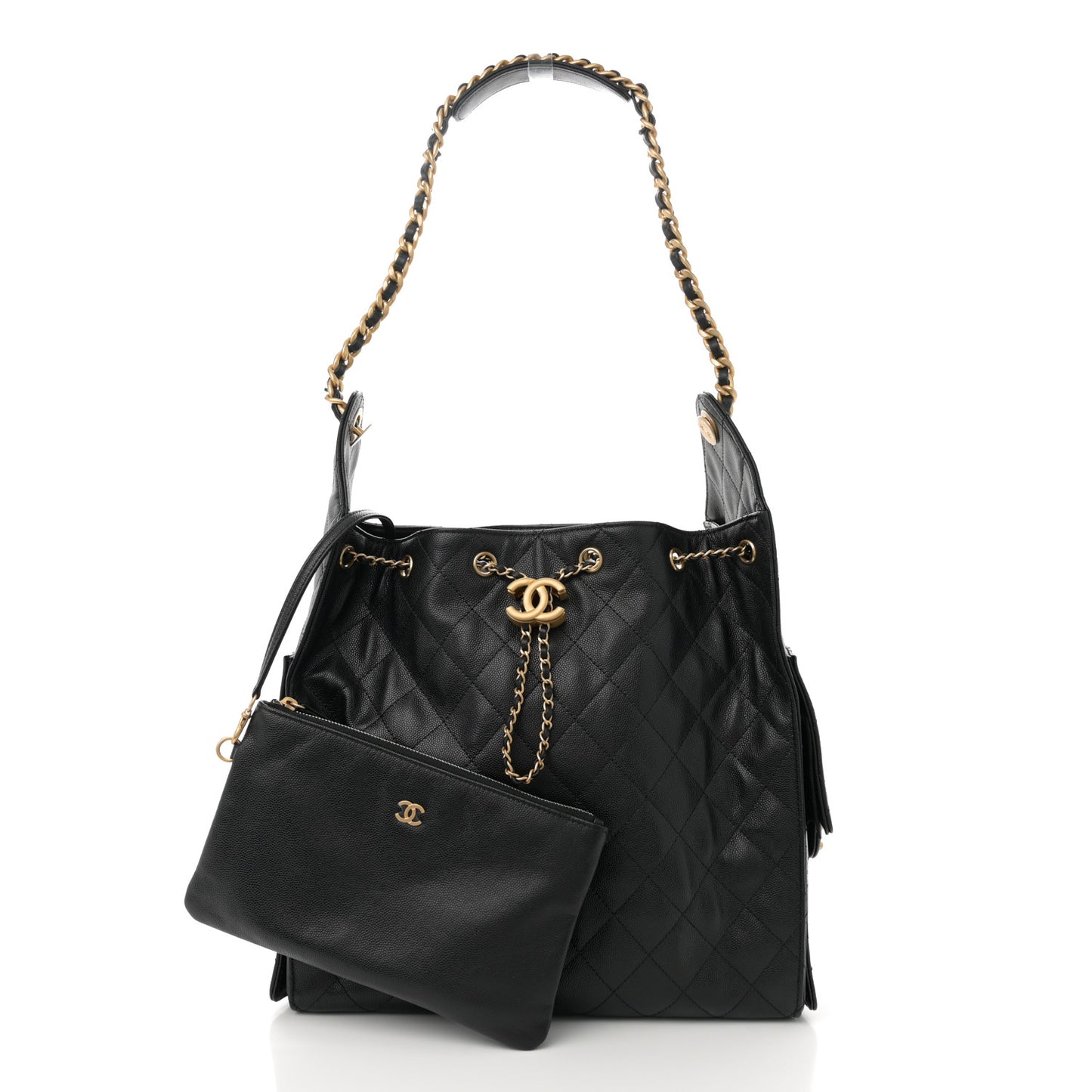 Caviar Quilted Medium Chanel 25 Handbag Black