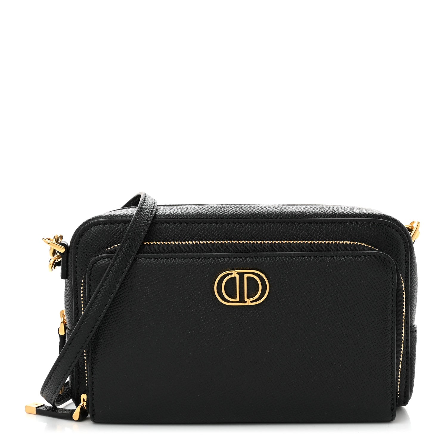 Christian Dior Grained Calfskin Caro Double Pouch Black 1 of 10