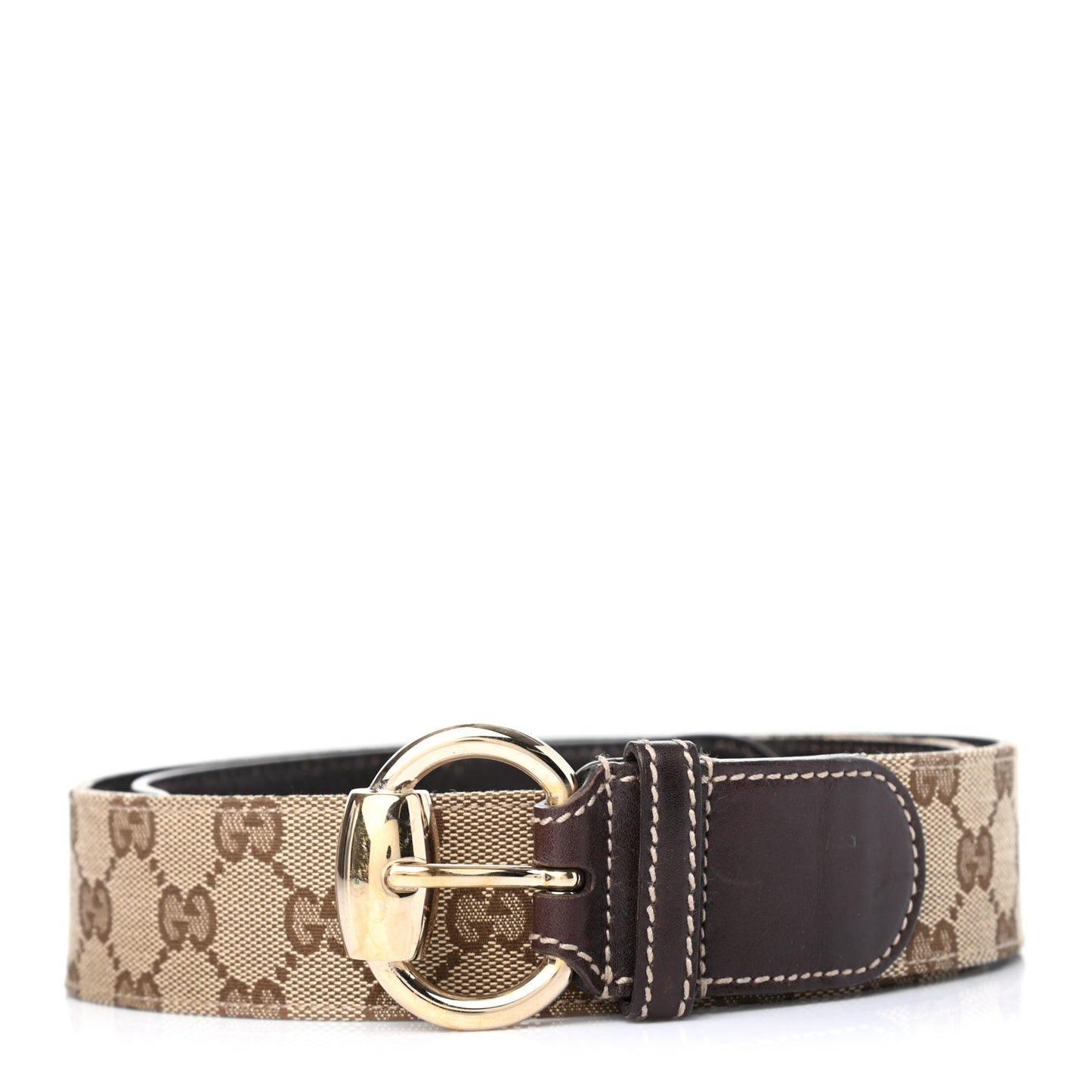 Monogram Horsebit Buckle Belt 85 34 Dark Brown