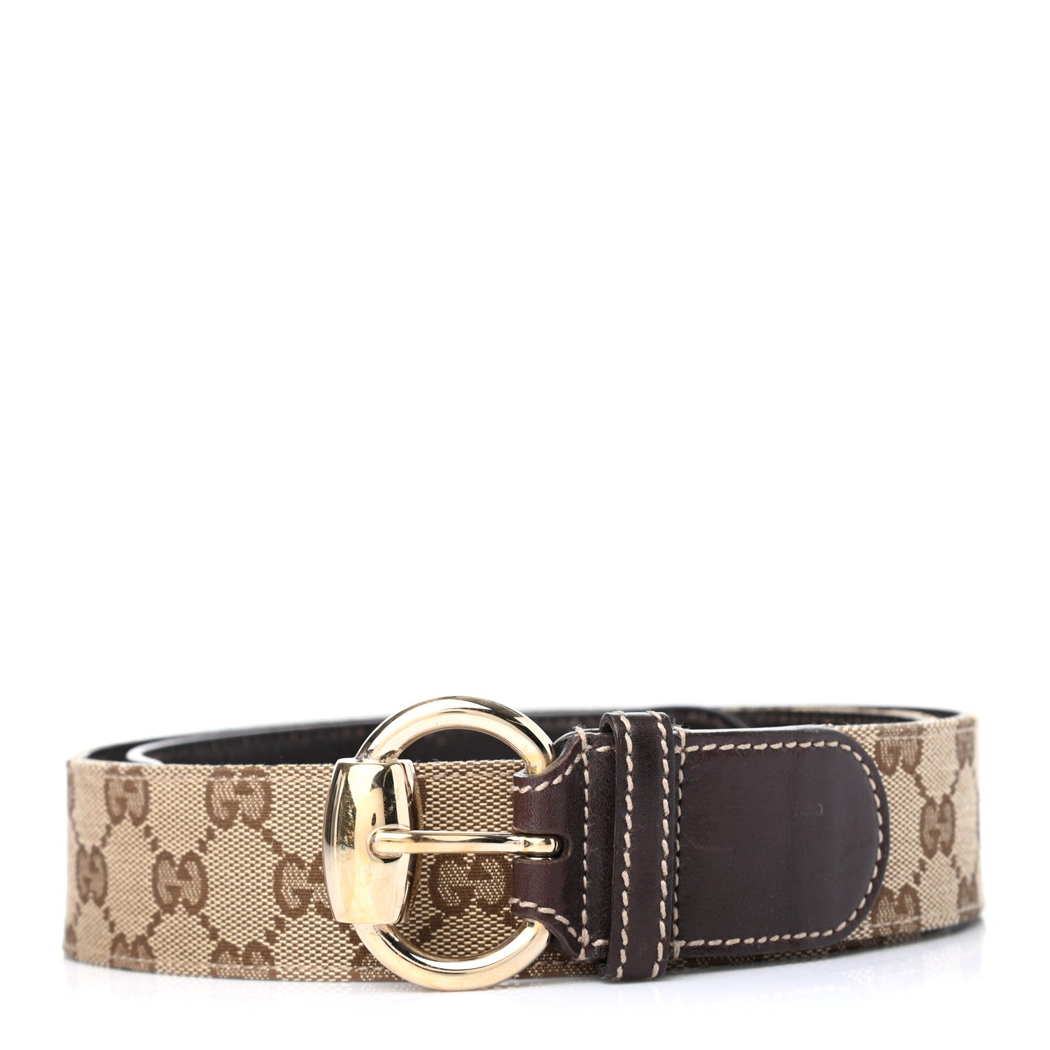 Gucci Monogram Horsebit Buckle Belt 85 34 Dark Brown 1 of 5