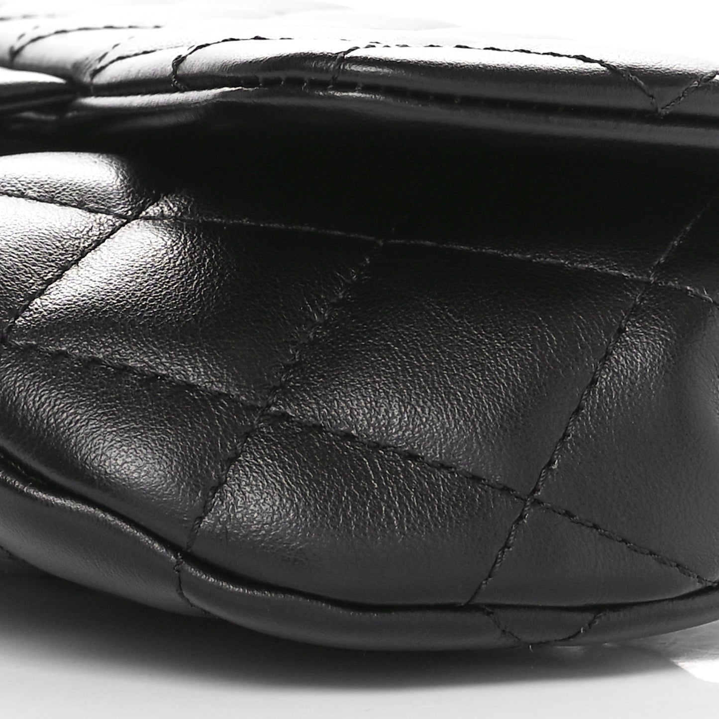 Calfskin Quilted CC Uniform Flap Belt Bag Black
