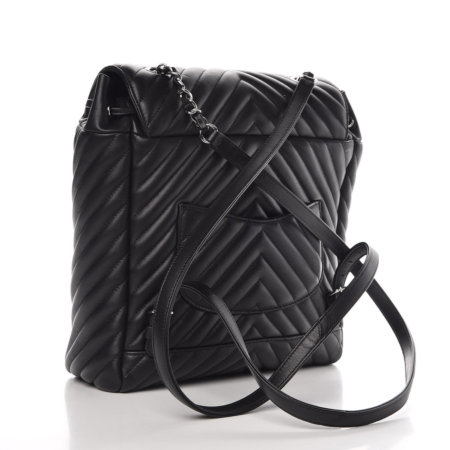 Calfskin Chevron Quilted Large Urban Spirit Backpack Black