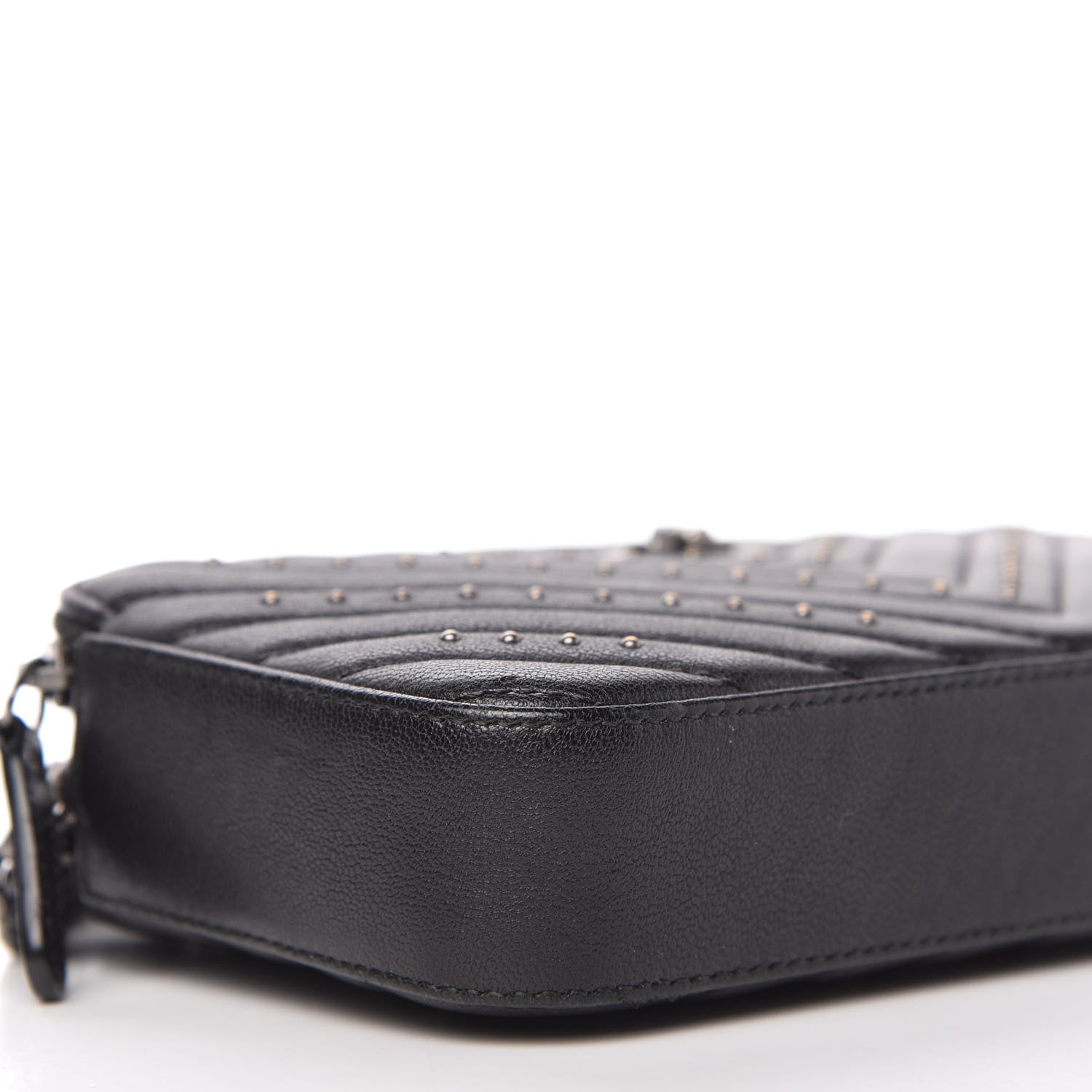 Chanel Sheepskin Chevron Quilted Studded Reissue Small Clutch With Chain Black 6 of 11