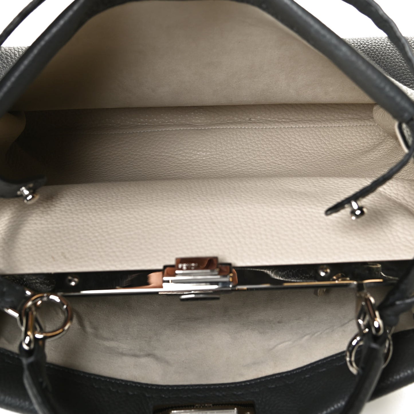 Cuoio Romano Selleria Bi-Color Large Peekaboo Iconic Satchel Asfalto Latte