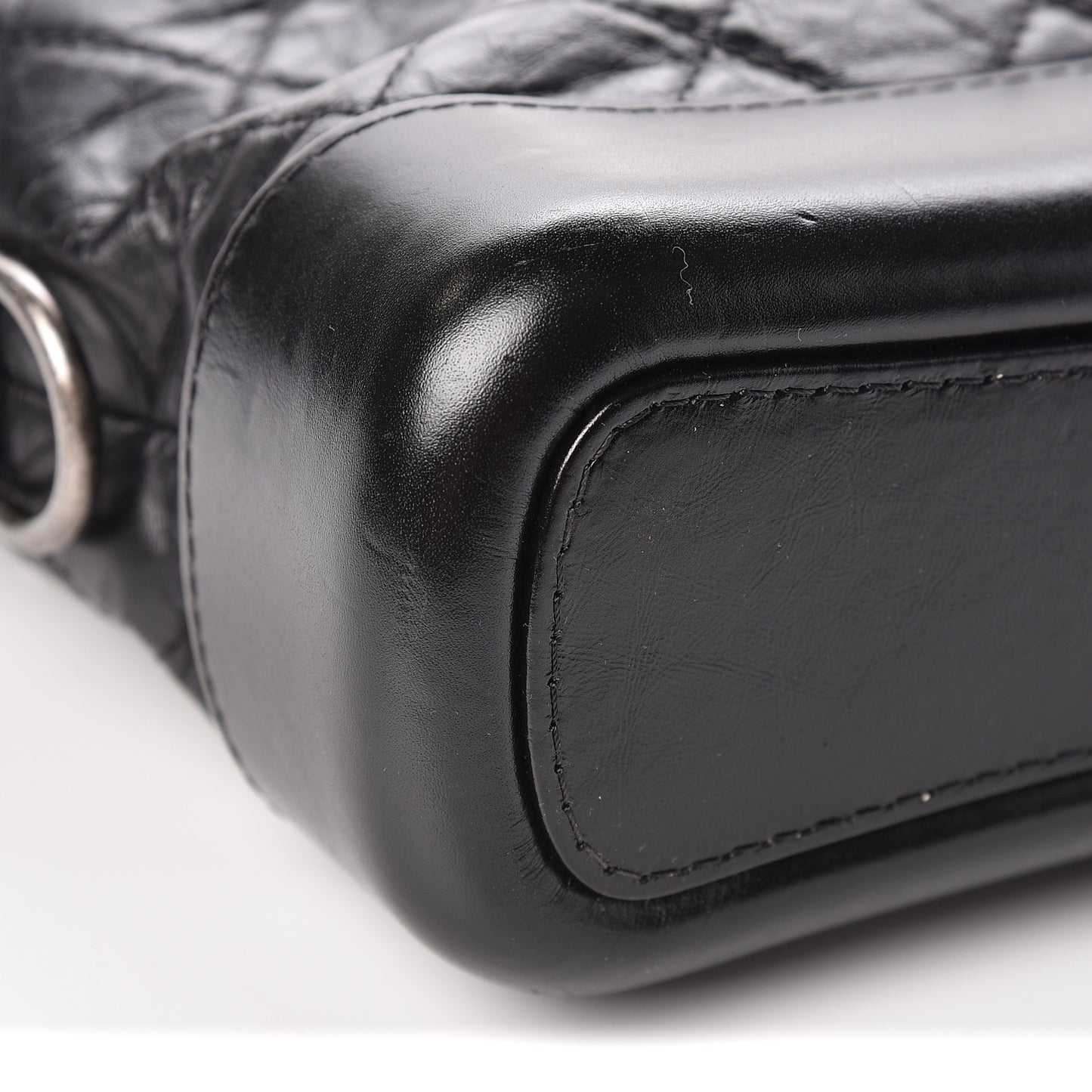 Aged Calfskin Quilted Small Gabrielle Hobo Black