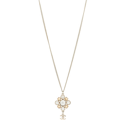 Chanel Crystal CC Drop Pendant Necklace Silver 1 of 6