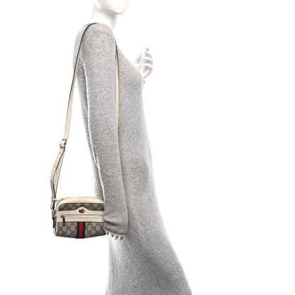 Gucci GG Supreme Monogram Textured Calfskin Web Mini Ophidia Shoulder Bag Beige Ebony Mystic White 2 of 11