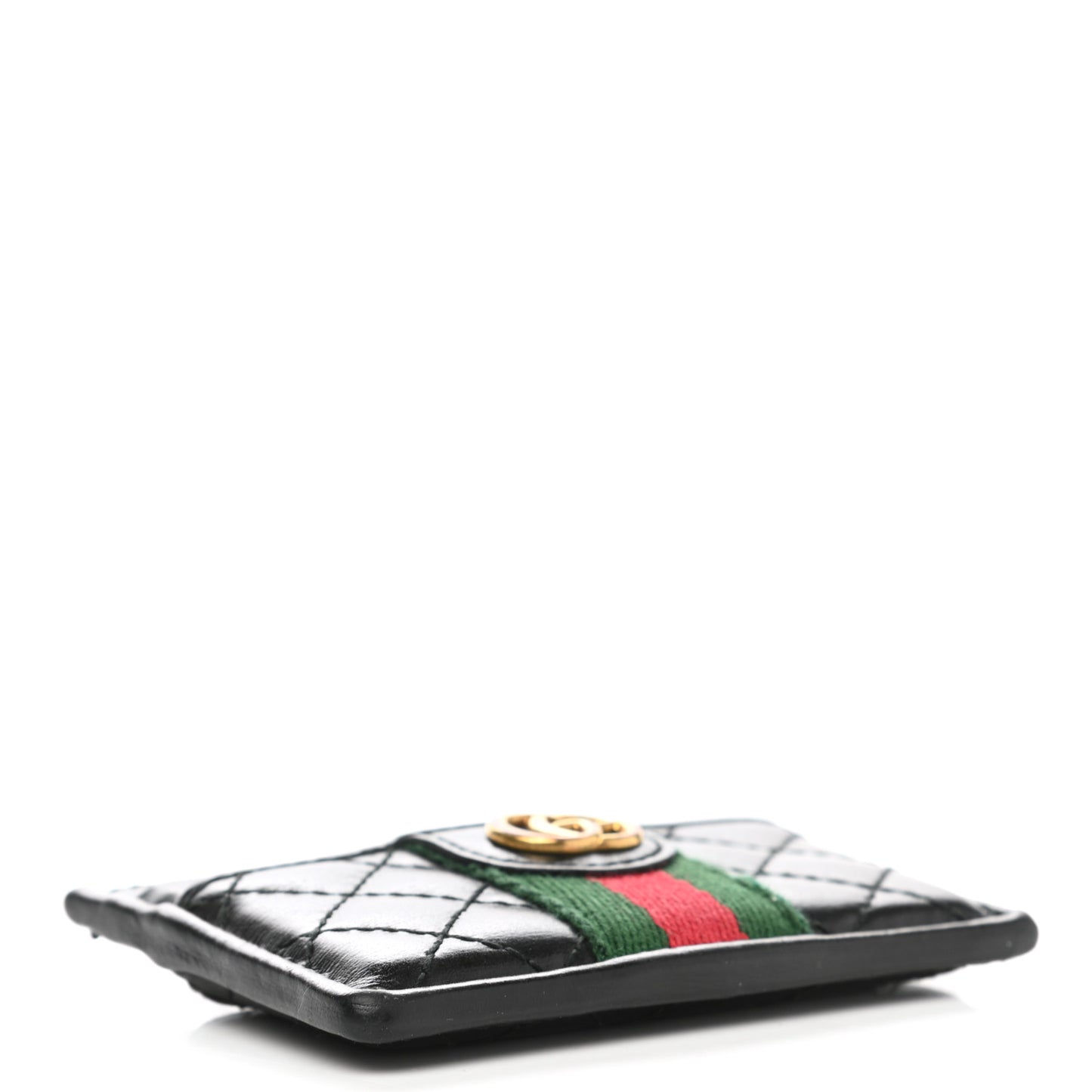 Calfskin Web Trapuntata Ophidia Card Holder Black