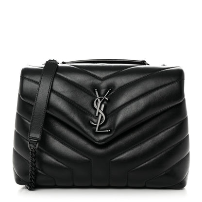 Saint Laurent Calfskin Y Quilted Monogram Monochrome Small Loulou Chain Satchel Black 1 of 13
