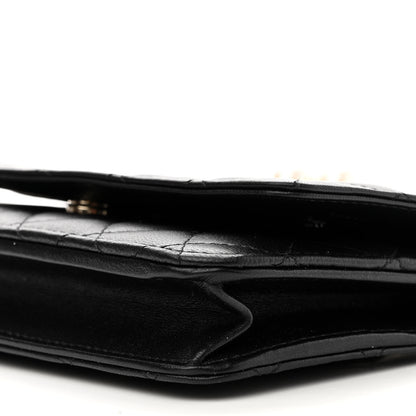 Chanel Lambskin Quilted Pearl Wallet On Chain WOC Black 11 of 12