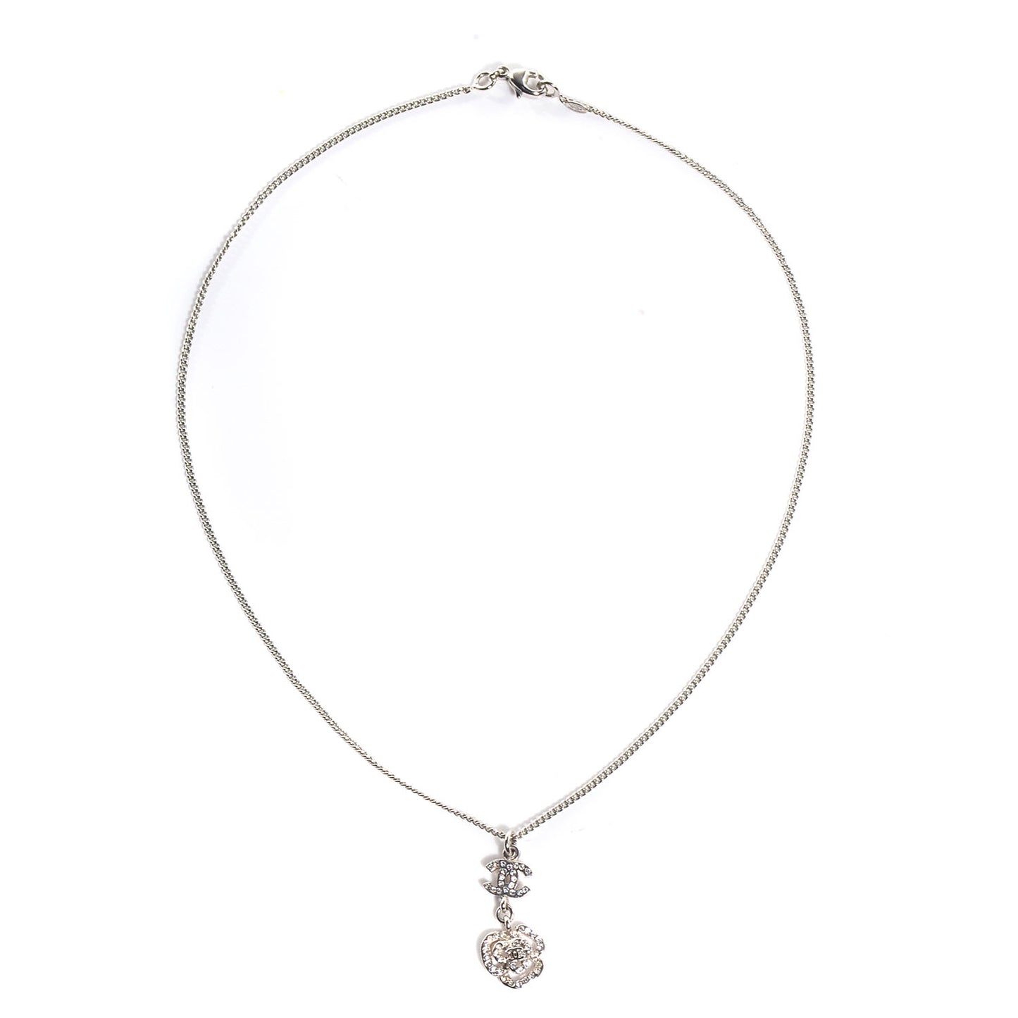 Crystal CC Camellia Necklace Silver
