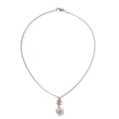 Chanel Crystal CC Camellia Necklace Silver 5 of 6