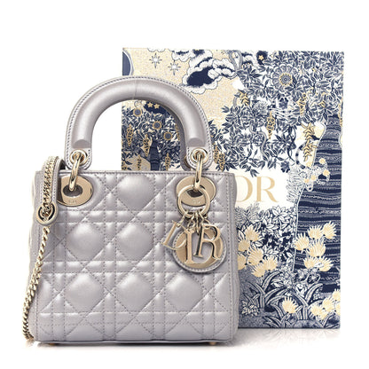 Christian Dior Metallic Lambskin Cannage Mini Lady Dior Grey 14 of 14